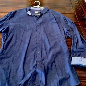 Long sleeve button down dress shirt by Van Heusen in royal blue